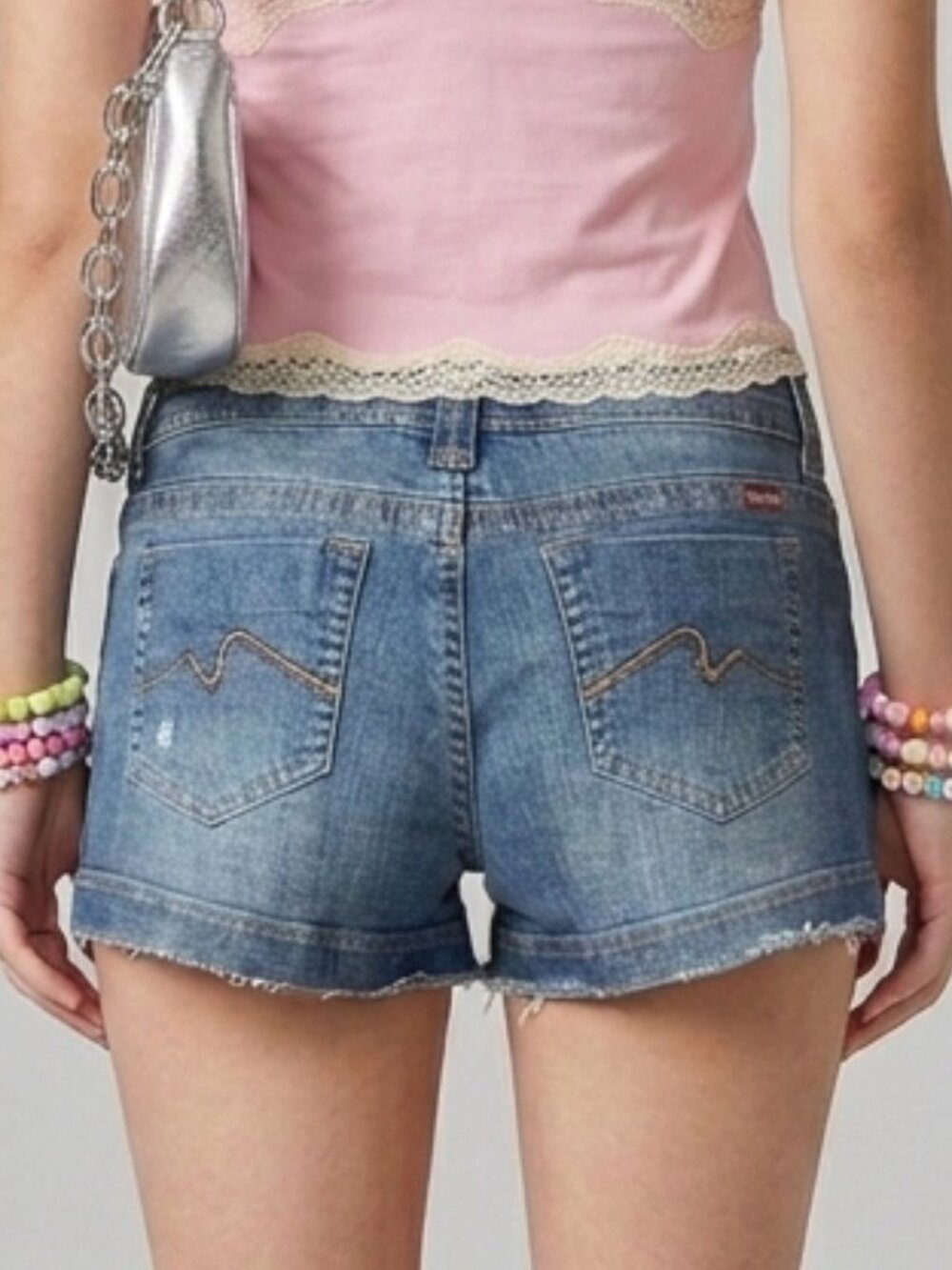 Y2K Moto Low Rise Denim Jean Mini Shorts, women's size 32